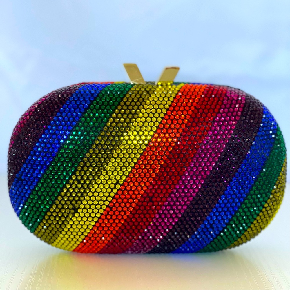 Olga Berg Rainbow Oval Clutch